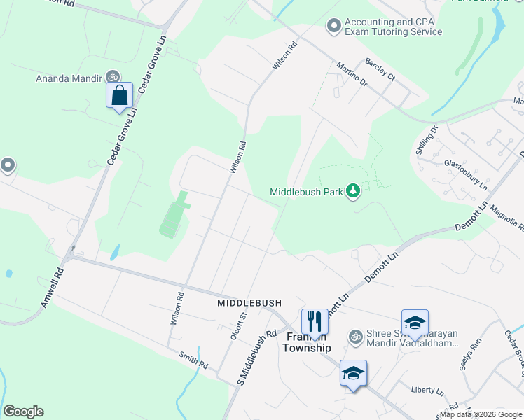 map of restaurants, bars, coffee shops, grocery stores, and more near 115 Wade Avenue in Franklin Township