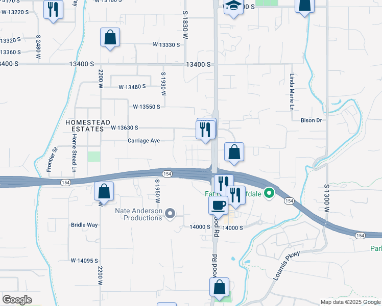 map of restaurants, bars, coffee shops, grocery stores, and more near 1795 West Torlundy Drive in Riverton