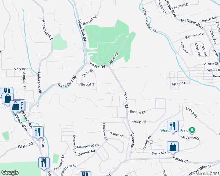 map of restaurants, bars, coffee shops, grocery stores, and more near 8430 Chris Lane in Pittsburgh