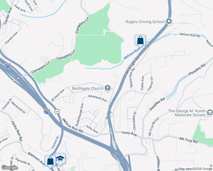 map of restaurants, bars, coffee shops, grocery stores, and more near 238 West View Avenue in Pittsburgh