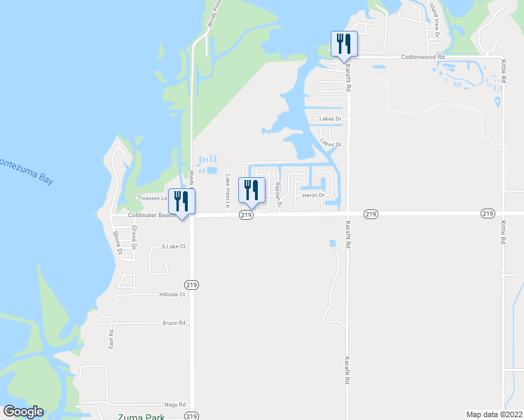 map of restaurants, bars, coffee shops, grocery stores, and more near 6953 Ohio 219 in Celina