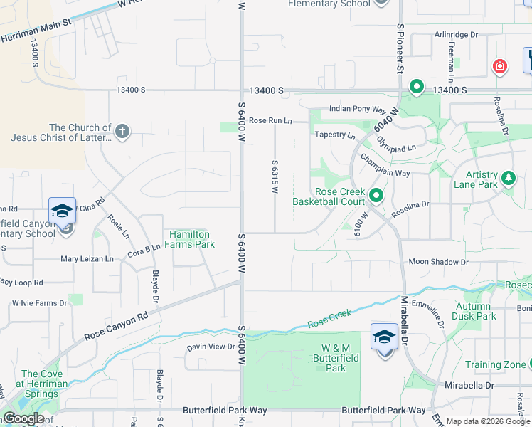 map of restaurants, bars, coffee shops, grocery stores, and more near 6364 Triple Crown Lane in Herriman