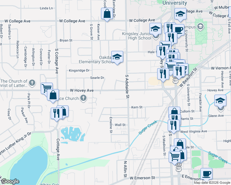 map of restaurants, bars, coffee shops, grocery stores, and more near 10 Striegel Ct in Normal