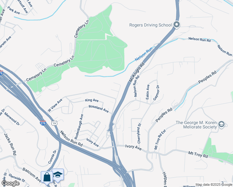 map of restaurants, bars, coffee shops, grocery stores, and more near in Ross Township