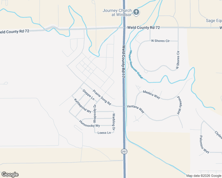 map of restaurants, bars, coffee shops, grocery stores, and more near 34640 Colorado 257 in Windsor