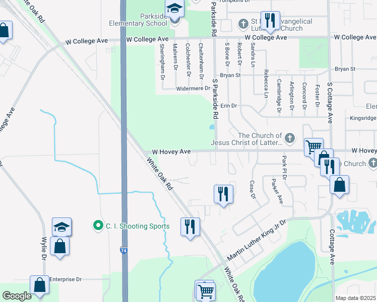 map of restaurants, bars, coffee shops, grocery stores, and more near 1809 West Hovey Avenue in Normal