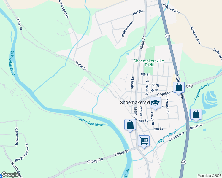 map of restaurants, bars, coffee shops, grocery stores, and more near 644 Lincoln Street in Shoemakersville