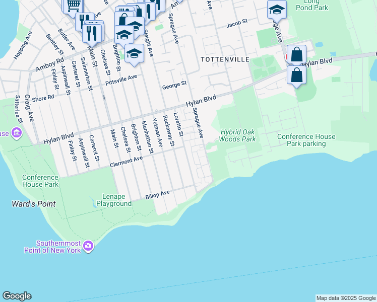 map of restaurants, bars, coffee shops, grocery stores, and more near 36 Winding Woods Loop in Staten Island