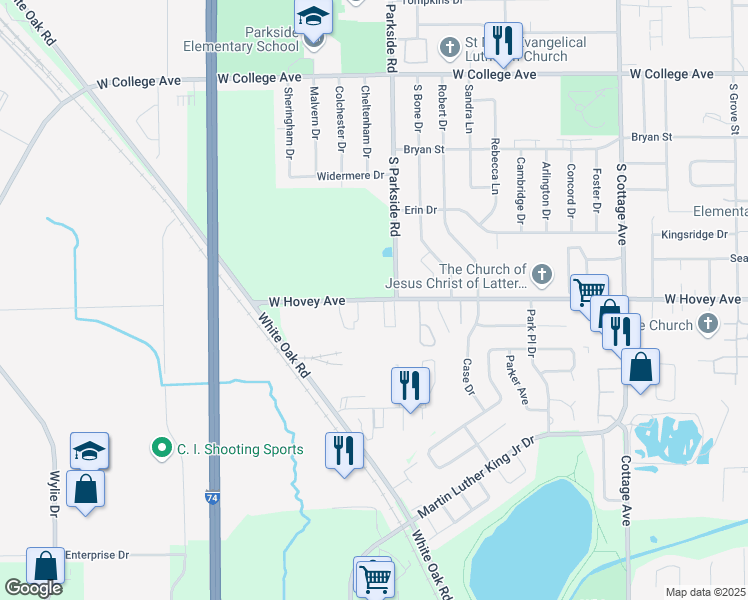 map of restaurants, bars, coffee shops, grocery stores, and more near 1809 West Hovey Avenue in Normal