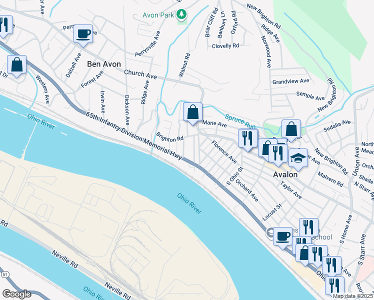 map of restaurants, bars, coffee shops, grocery stores, and more near 140 Laurel Avenue in Pittsburgh