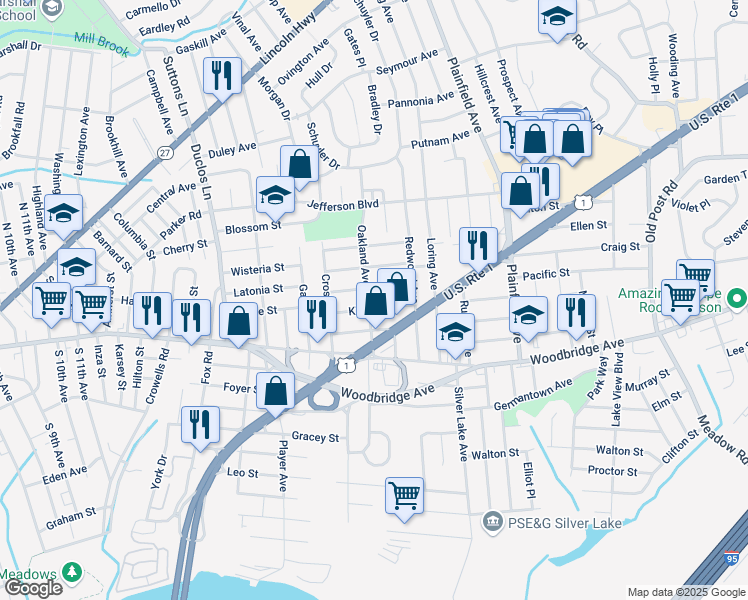map of restaurants, bars, coffee shops, grocery stores, and more near 49 Boltin Street in Edison