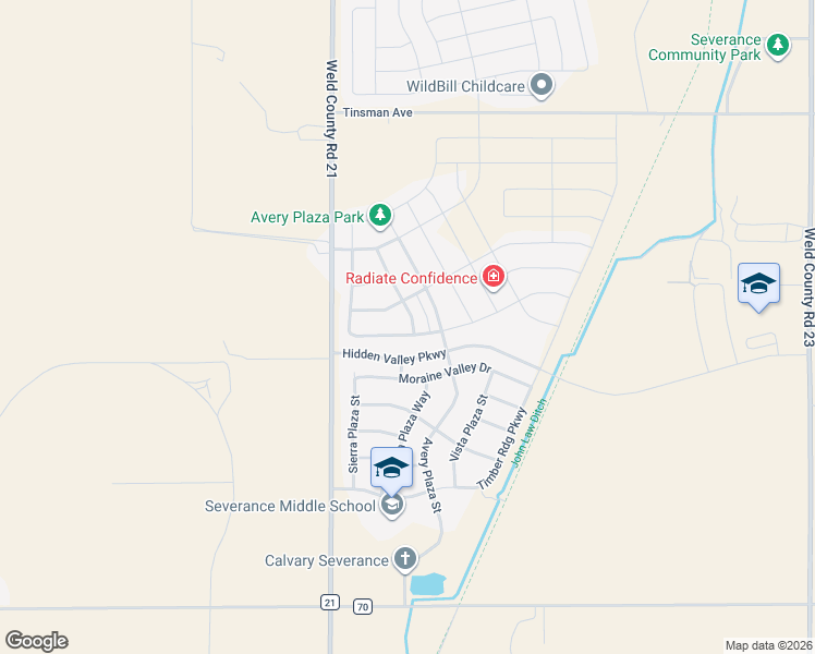map of restaurants, bars, coffee shops, grocery stores, and more near 1192 Bowen Pass Street in Severance