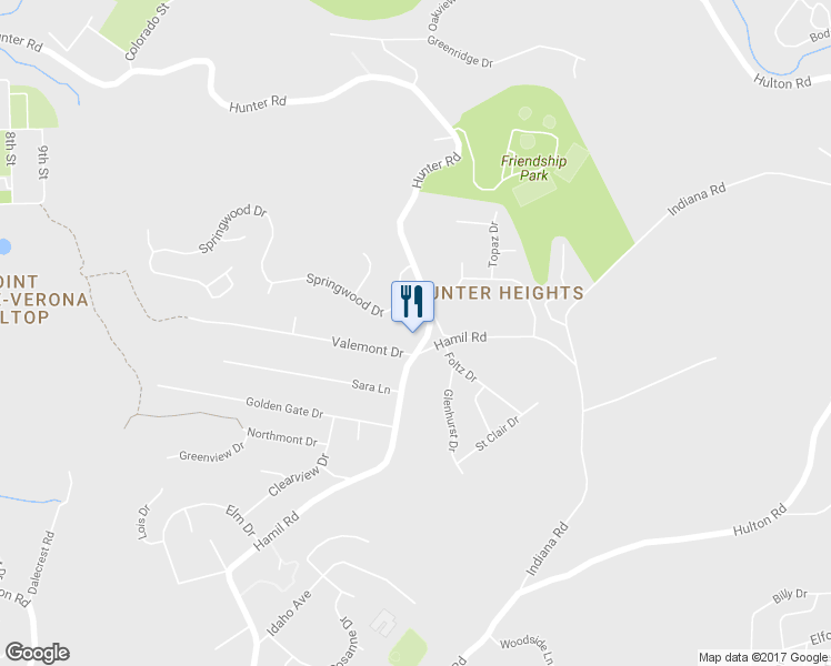 map of restaurants, bars, coffee shops, grocery stores, and more near 1051 Hamil Road in Verona