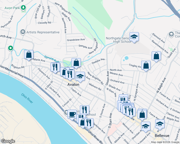 map of restaurants, bars, coffee shops, grocery stores, and more near 705 Chatsworth Avenue in Pittsburgh