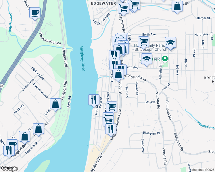 map of restaurants, bars, coffee shops, grocery stores, and more near 532 West Railroad Avenue in Verona