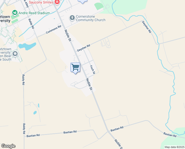 map of restaurants, bars, coffee shops, grocery stores, and more near 21 Foch Street in Kutztown