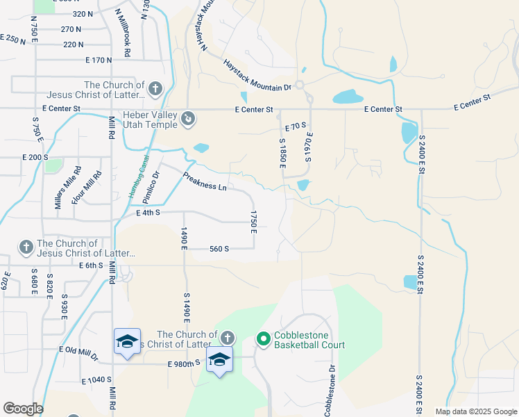 map of restaurants, bars, coffee shops, grocery stores, and more near 365 1750 East in Heber City