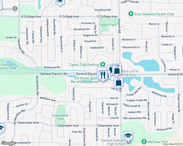 map of restaurants, bars, coffee shops, grocery stores, and more near 2405 Constitution Trail in Bloomington