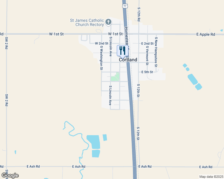 map of restaurants, bars, coffee shops, grocery stores, and more near 350 West 7th Street in Cortland