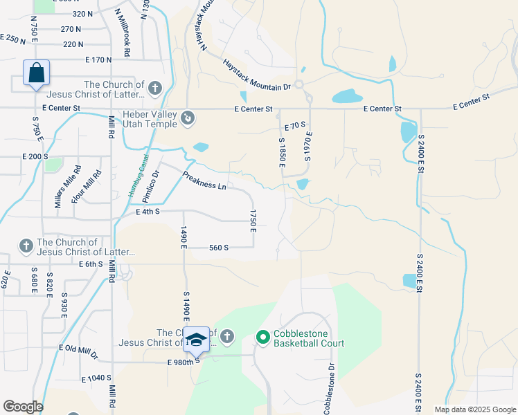 map of restaurants, bars, coffee shops, grocery stores, and more near 365 1750 East in Heber City