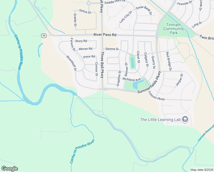 map of restaurants, bars, coffee shops, grocery stores, and more near 5989 Sand Cherry Lane in Timnath
