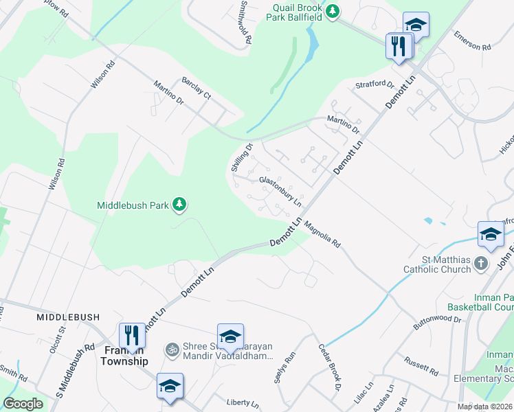 map of restaurants, bars, coffee shops, grocery stores, and more near 375 Hawkshead Way in Franklin Township
