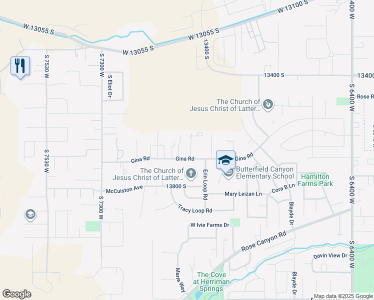 map of restaurants, bars, coffee shops, grocery stores, and more near 13668 Sedona Court in Herriman