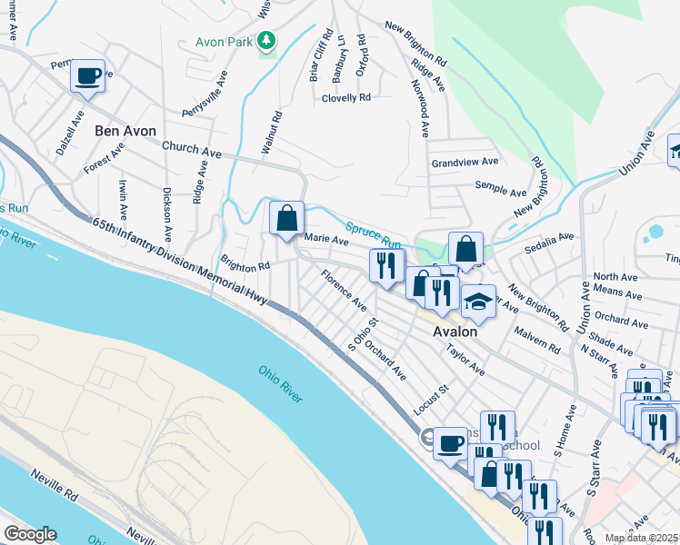 map of restaurants, bars, coffee shops, grocery stores, and more near 312 Fisk Avenue in Pittsburgh