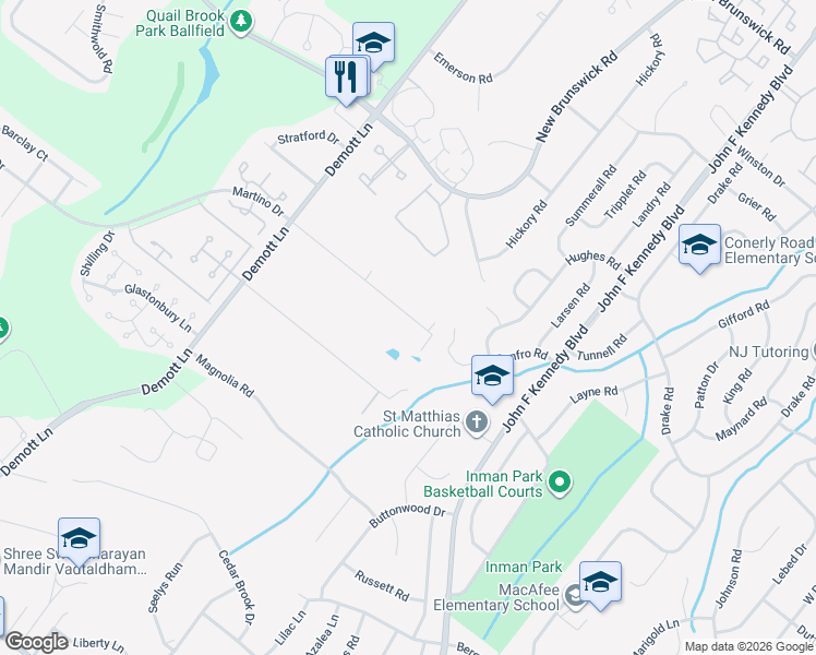 map of restaurants, bars, coffee shops, grocery stores, and more near 68 Ellison Road in Franklin Township