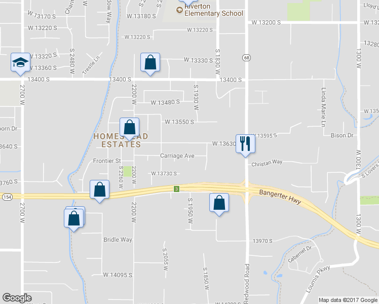 map of restaurants, bars, coffee shops, grocery stores, and more near 1964 Carriage Avenue in Riverton