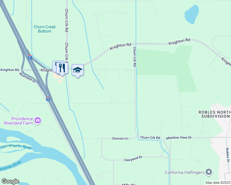 map of restaurants, bars, coffee shops, grocery stores, and more near 19654 Clover Road in Redding