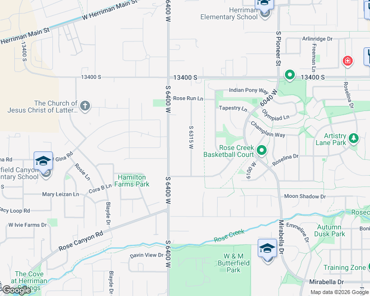 map of restaurants, bars, coffee shops, grocery stores, and more near 13658 South 6315 West in Herriman