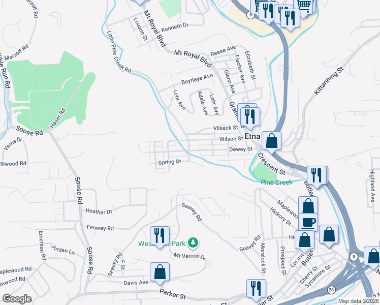 map of restaurants, bars, coffee shops, grocery stores, and more near 1 Jones Street in Pittsburgh