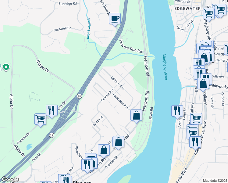 map of restaurants, bars, coffee shops, grocery stores, and more near 142 Neilson Avenue in Pittsburgh