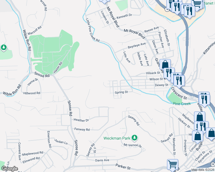 map of restaurants, bars, coffee shops, grocery stores, and more near 28 Park Avenue in Etna