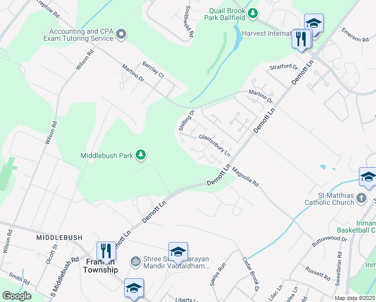 map of restaurants, bars, coffee shops, grocery stores, and more near 364 Cotswold Place in Franklin Township