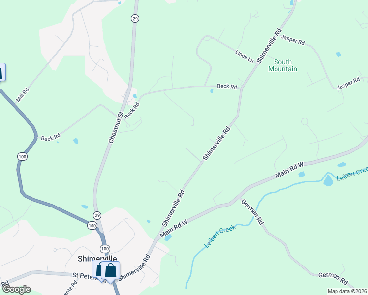 map of restaurants, bars, coffee shops, grocery stores, and more near 4835 Shimerville Road in Emmaus