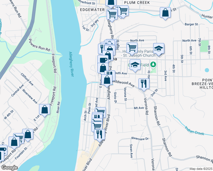 map of restaurants, bars, coffee shops, grocery stores, and more near 530 Jones Street in Verona