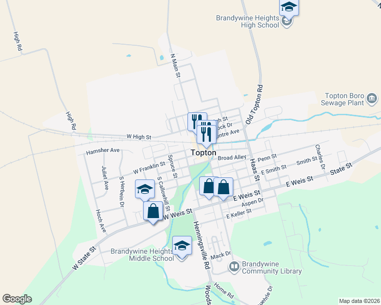 map of restaurants, bars, coffee shops, grocery stores, and more near in Topton