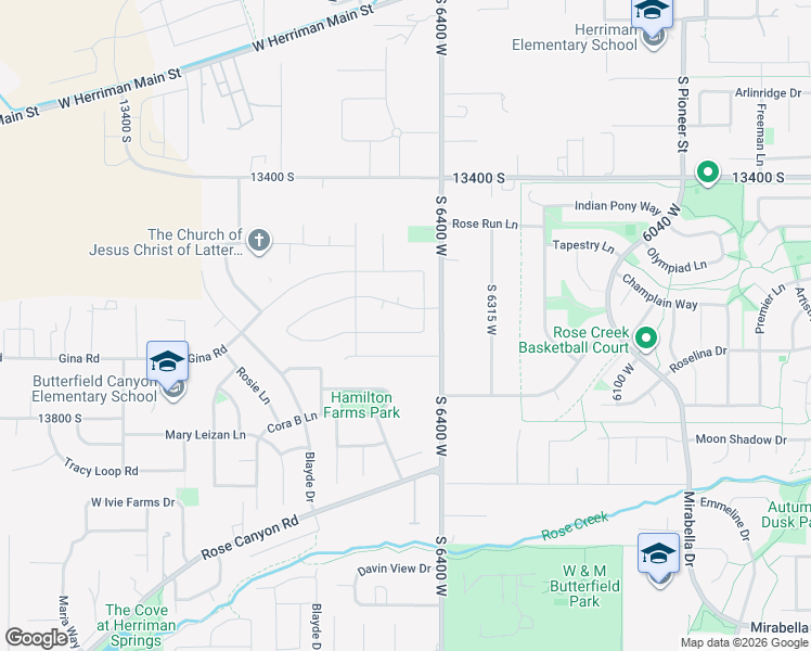 map of restaurants, bars, coffee shops, grocery stores, and more near 6458 West Conie Bell Drive in Herriman