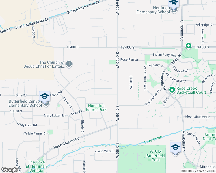 map of restaurants, bars, coffee shops, grocery stores, and more near 6458 West Conie Bell Drive in Herriman