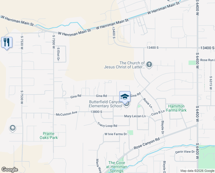 map of restaurants, bars, coffee shops, grocery stores, and more near 13668 Sedona Court in Herriman