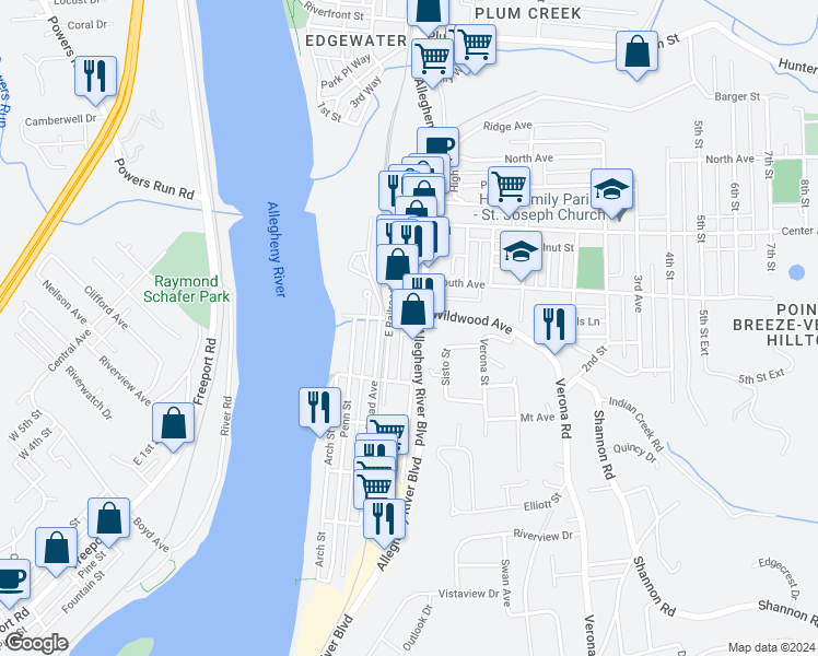 map of restaurants, bars, coffee shops, grocery stores, and more near 530 Jones Street in Verona