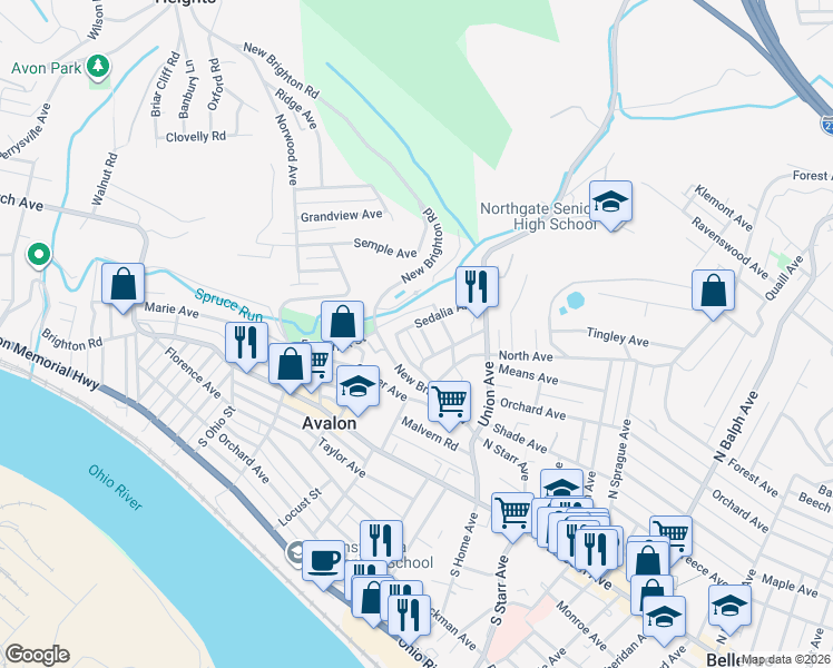 map of restaurants, bars, coffee shops, grocery stores, and more near 705 Chatsworth Avenue in Pittsburgh