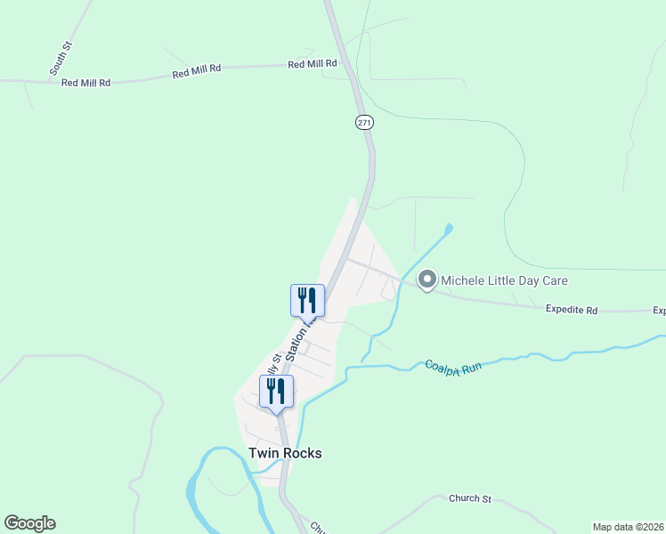 map of restaurants, bars, coffee shops, grocery stores, and more near 1030-1198 Station Rd in Ebensburg