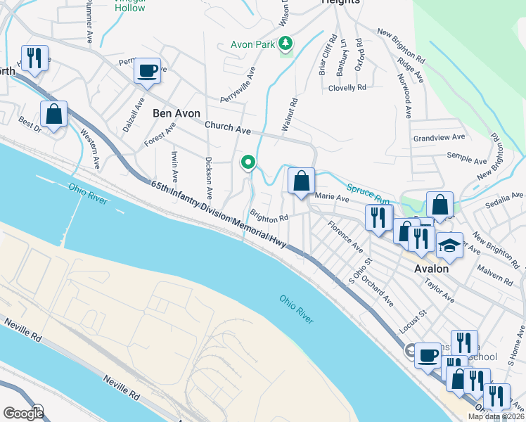 map of restaurants, bars, coffee shops, grocery stores, and more near 209 Park Avenue in Bellevue