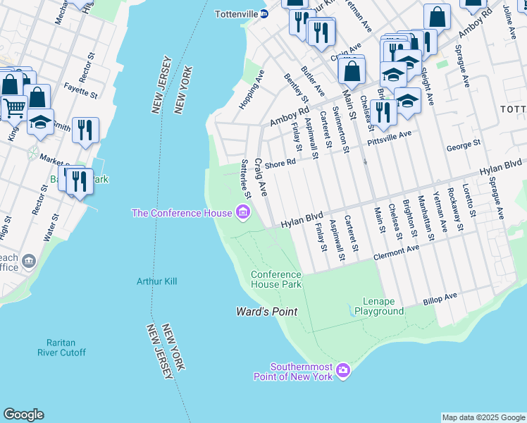 map of restaurants, bars, coffee shops, grocery stores, and more near in Staten Island