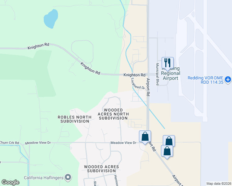map of restaurants, bars, coffee shops, grocery stores, and more near 7235 Amigo Way in Redding