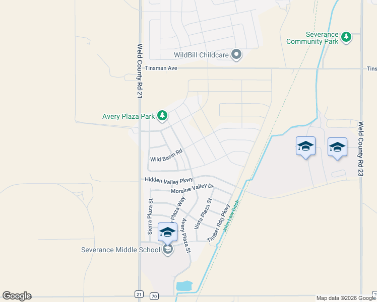 map of restaurants, bars, coffee shops, grocery stores, and more near 1192 Bowen Pass Street in Severance