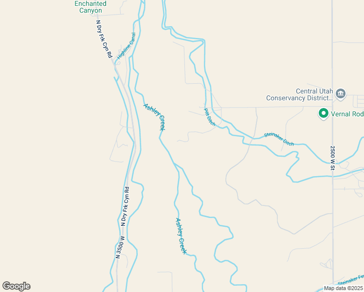 map of restaurants, bars, coffee shops, grocery stores, and more near 3185 West 3500 North in Vernal